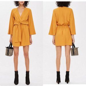 Topshop Tiffany Knot-front Crepe Mini Dress